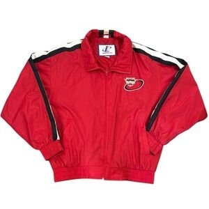 Vintage 90’s Y2K Indy 500 Jacket Embroidered Red Pep Boys Full Zip Red Large